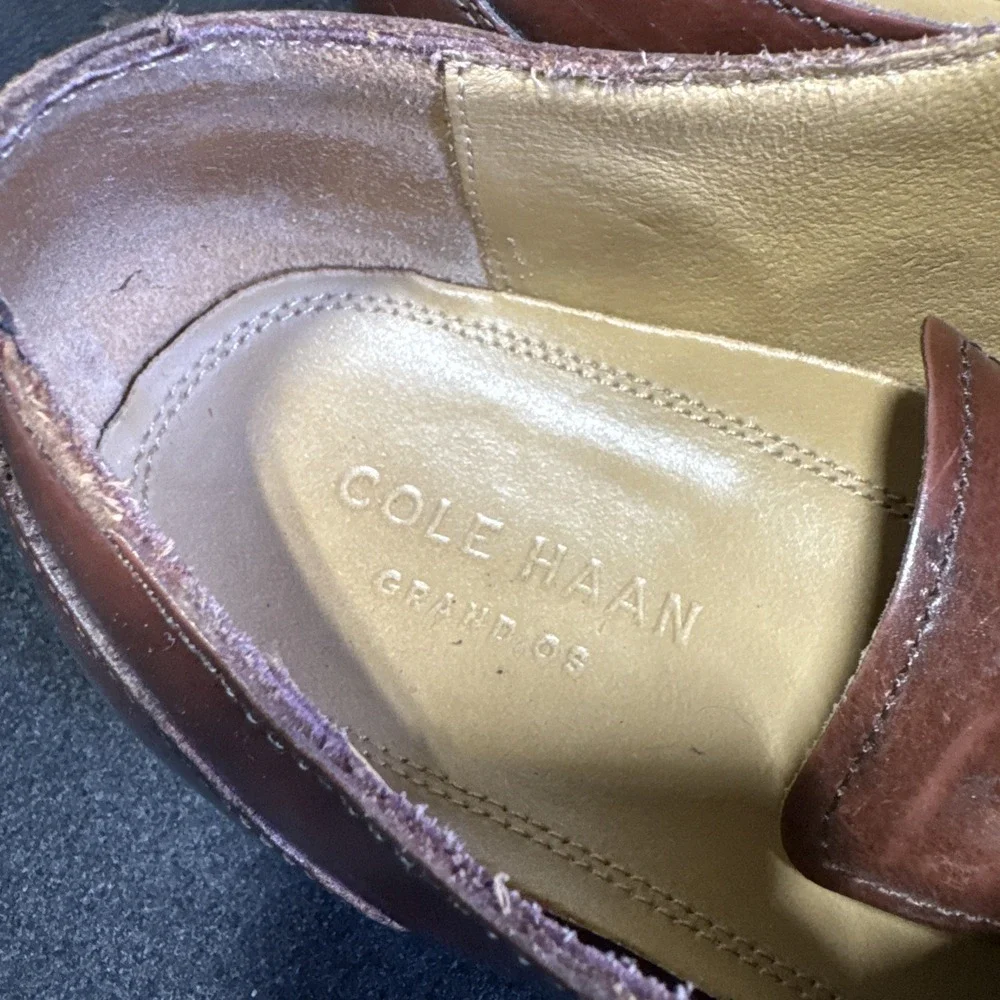 Cole Haan Men's 9.5M C12848 Brown Leather Lace Up Oxfords Dress Shoes